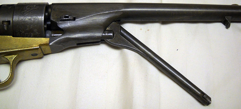 detail, Colt 1851 loading lever in action